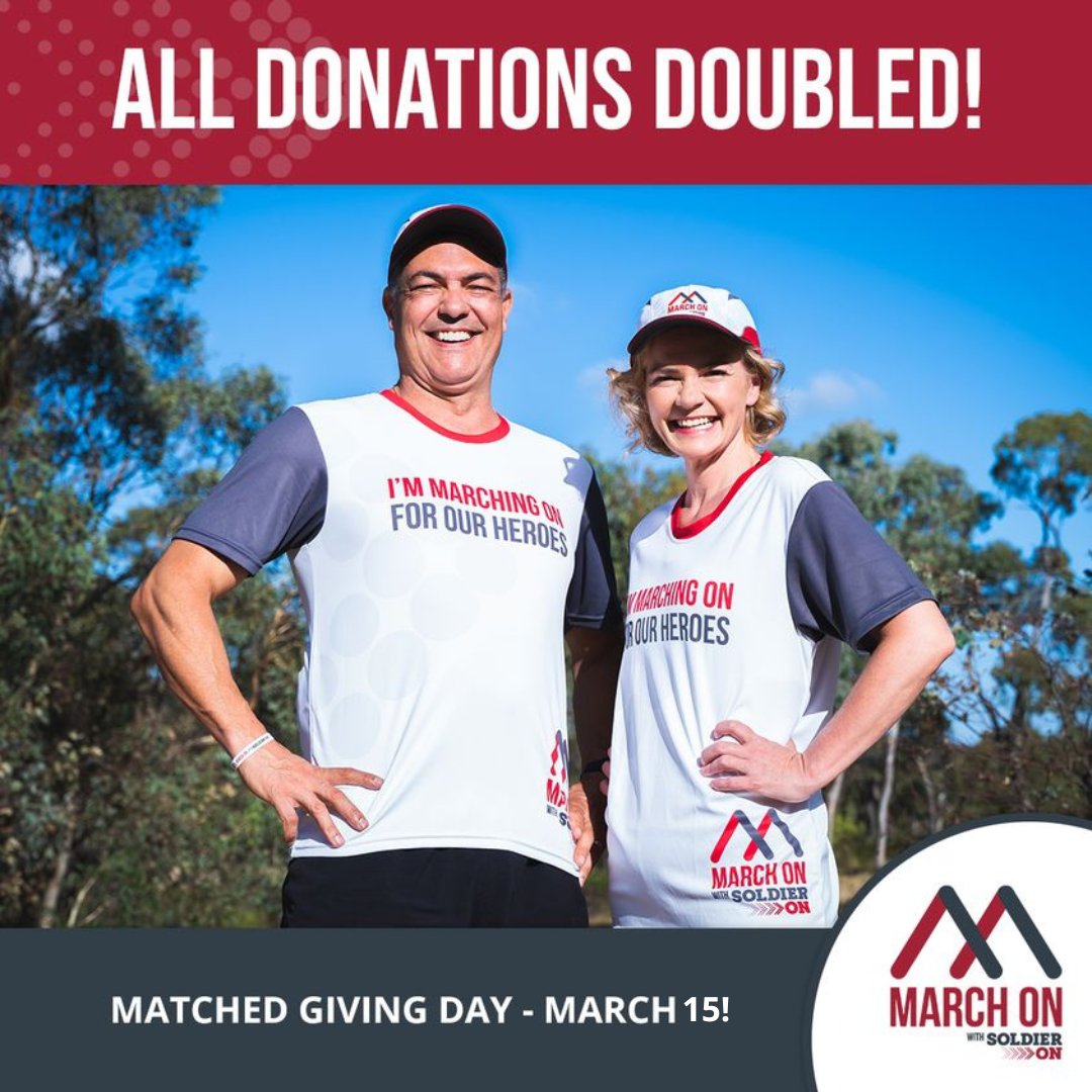 DONATIONS DOUBLED TODAY!

We're halfway through the March On Challenge, and today all March On donations will be DOUBLED! (Up to $100k.)

Share your March On fundraiser far and wide today to see every donation you receive doubled!

marchonchallenge.org.au
