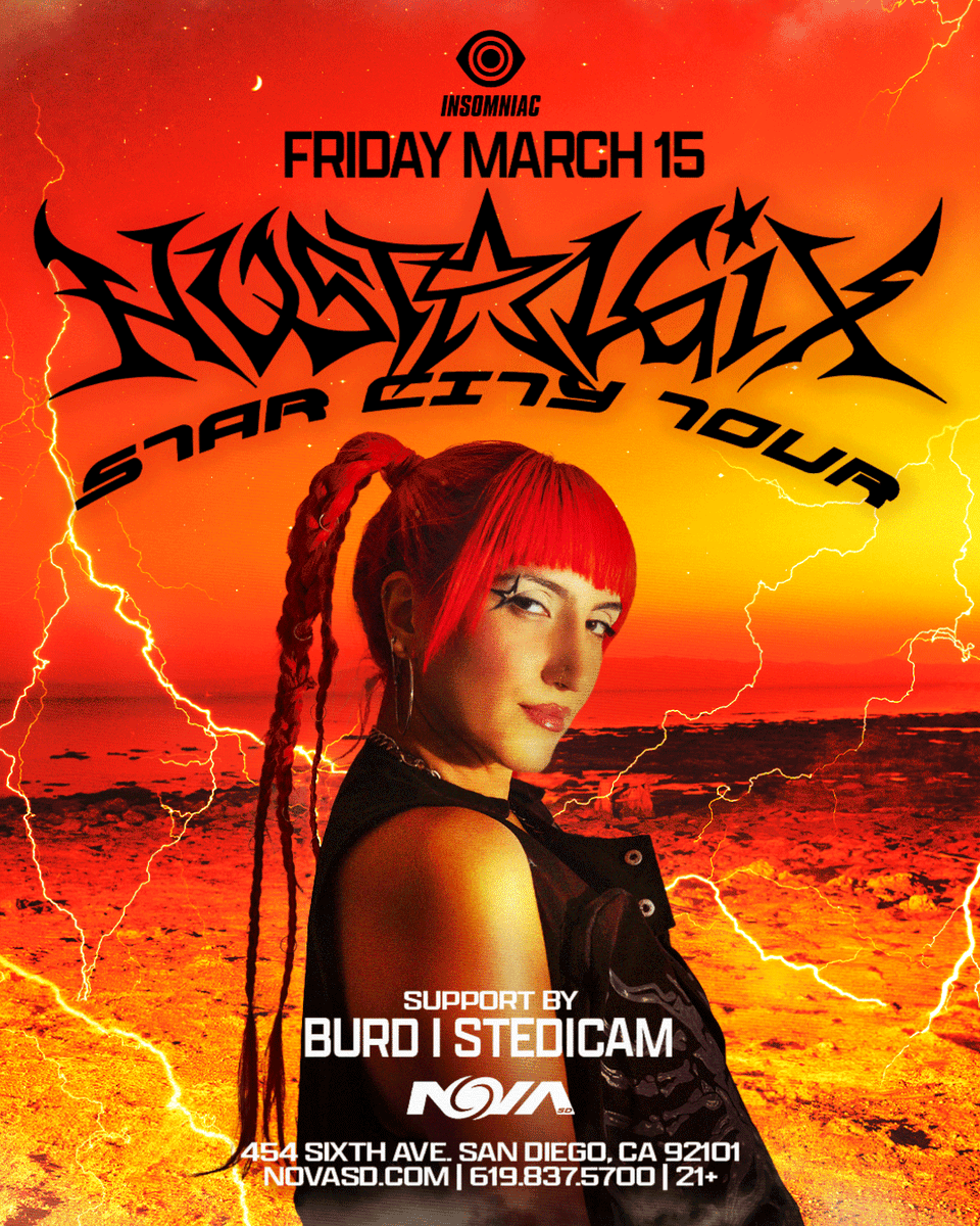 Tonight, <a href="/nostalgixmusic/">☆ Nostalgix ☆</a> is set to stun us with her signature bass house sounds as she brings her ‘Star City’ Tour to #NOVASD alongside BURD &amp; <a href="/Stedicam_/">Stedîcam</a> 😤⭐️🏙 

Very limited tickets left → novasd.com/nostalgix