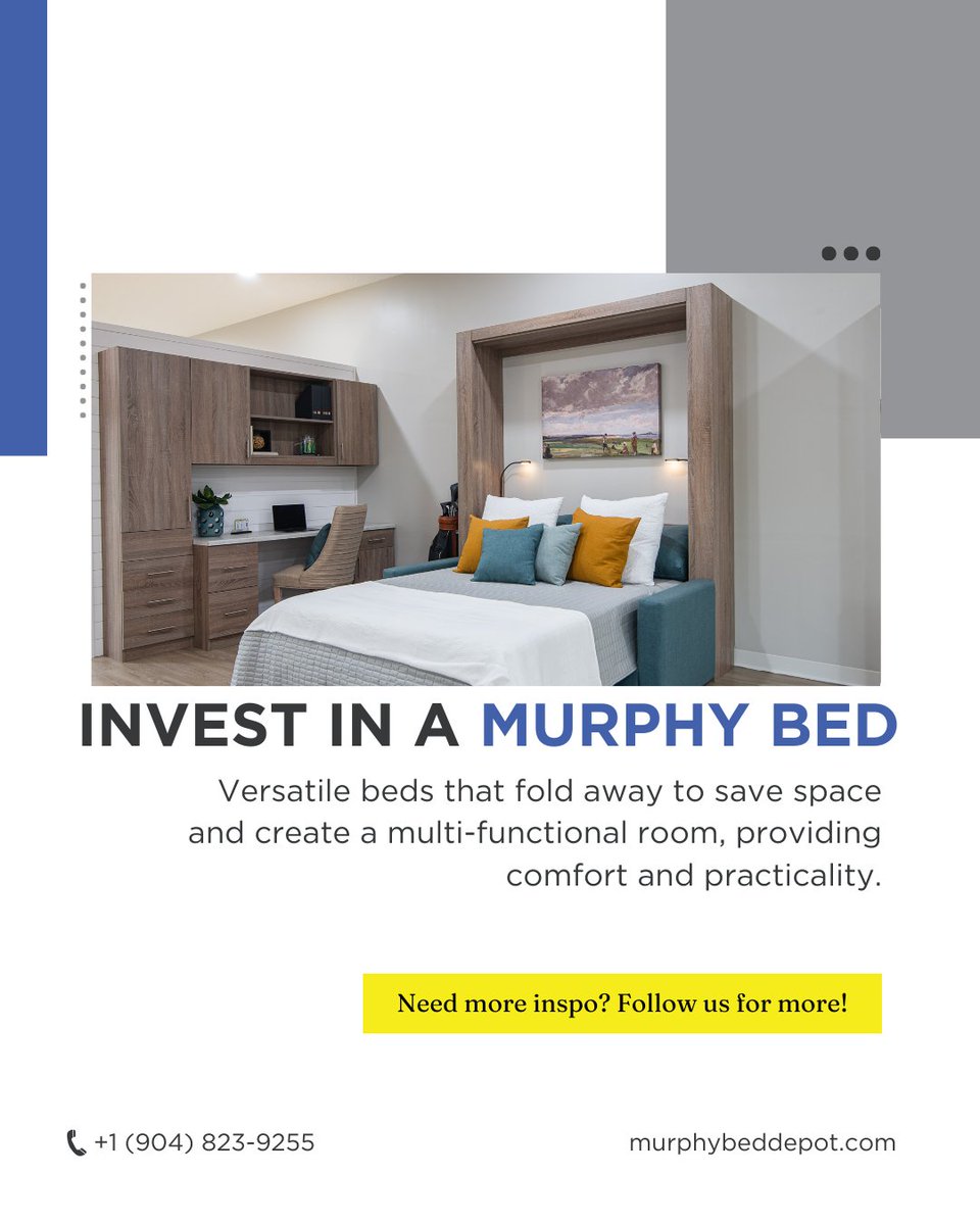 MurphyBedDepot's tweet image. Small rooms, big possibilities! 🌟 Maximize your space with these genius tips!: Explore our range of Murphy beds by clicking the link in bio! #bedroominspo #bedroomdecorideas #interiorblogger