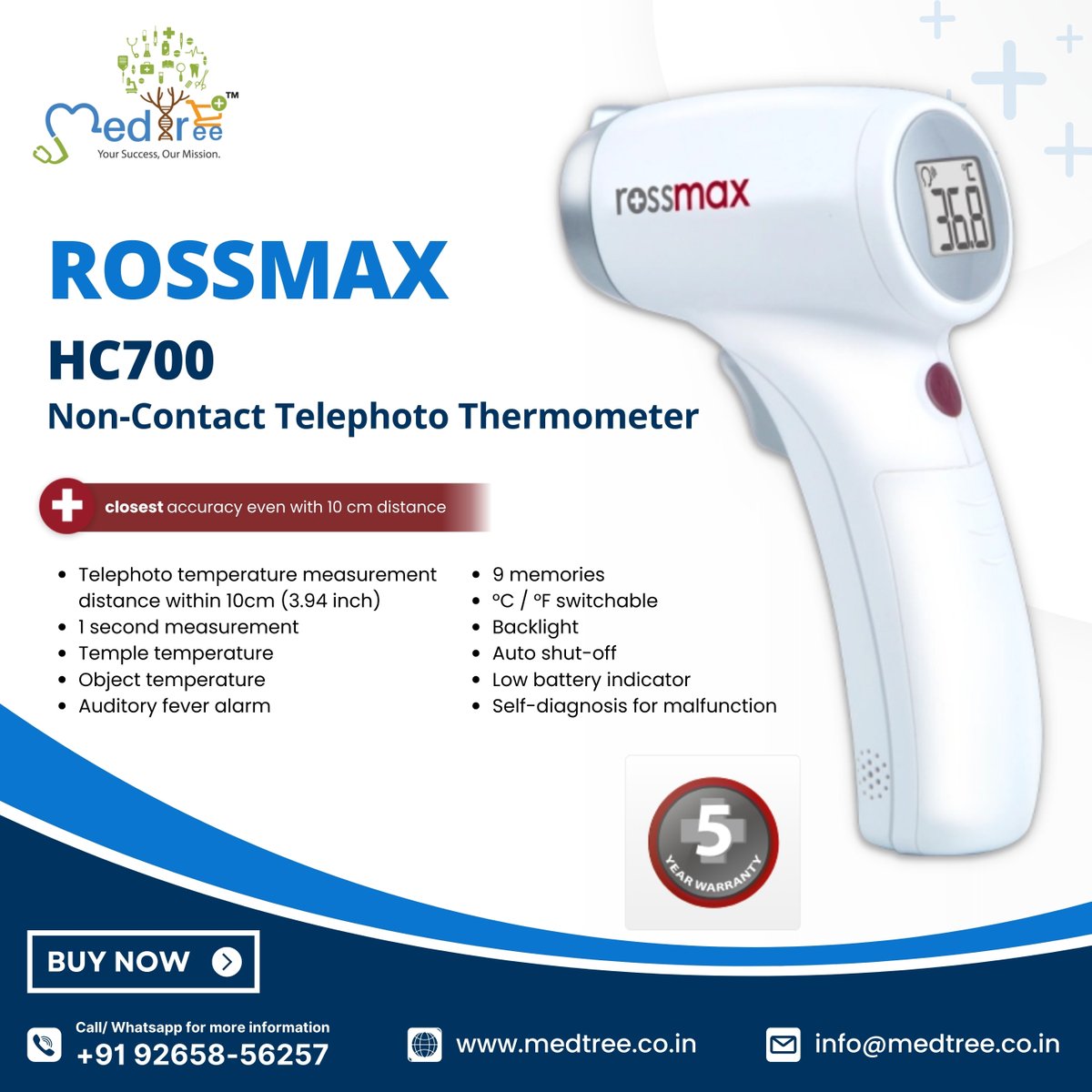 Rossmax HC700 Non-Contact Telephoto Thermometer
Buy Now: rfr.bz/t9yzd6h

#digitalthermometer #thermometer #checkhealthathome #temperature #medical #medicine #health #healthcare #doctors #medicalstudent #medicalproduct #medicine #physician #rossmax #medtree #medtreeindia