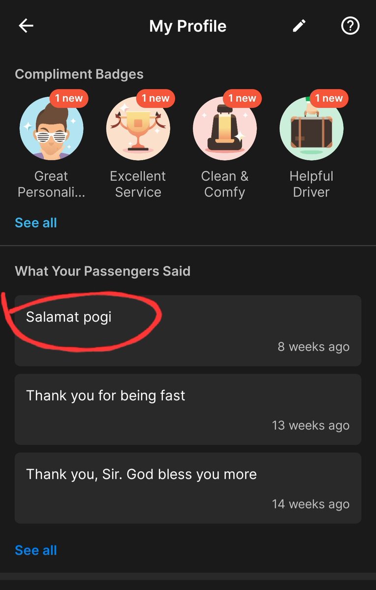 AlterDad15's tweet photo. Kanina ko lang napansin sa Grab App...
Salamat din kung sino ka mang naging passenger ko... blushed ako 😊😊😊 https://t.co/8TNsuOGPch