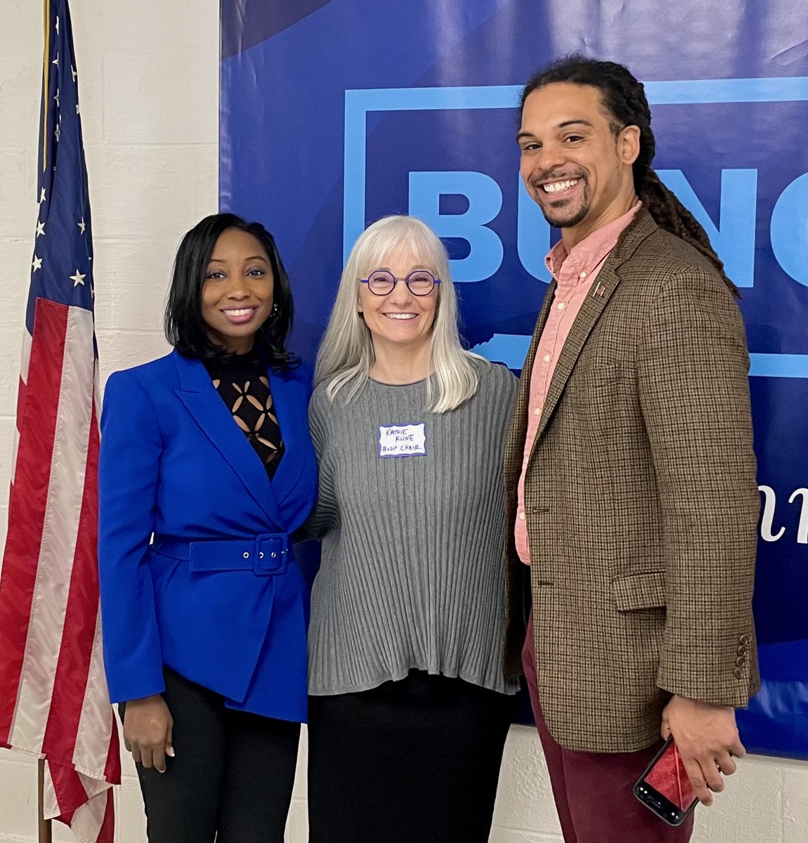 BCDP Chair Kathie Kline welcomed NC State Auditor Jessica Holmes, candidate for re-election, and Braxton Winston, candidate for NC Labor Commissioner, to Buncombe County last weekend for several campaign events. @JessicaforNC @votebraxton #BuncombeBlue #Democrats #BCDP