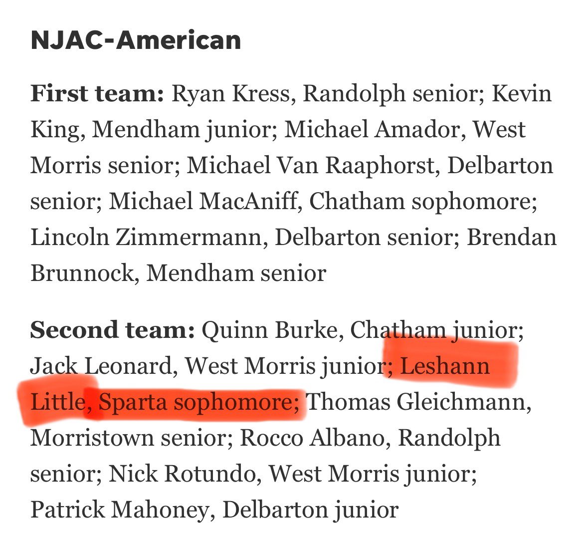 Thank you NJAC - American for the second team nomination.