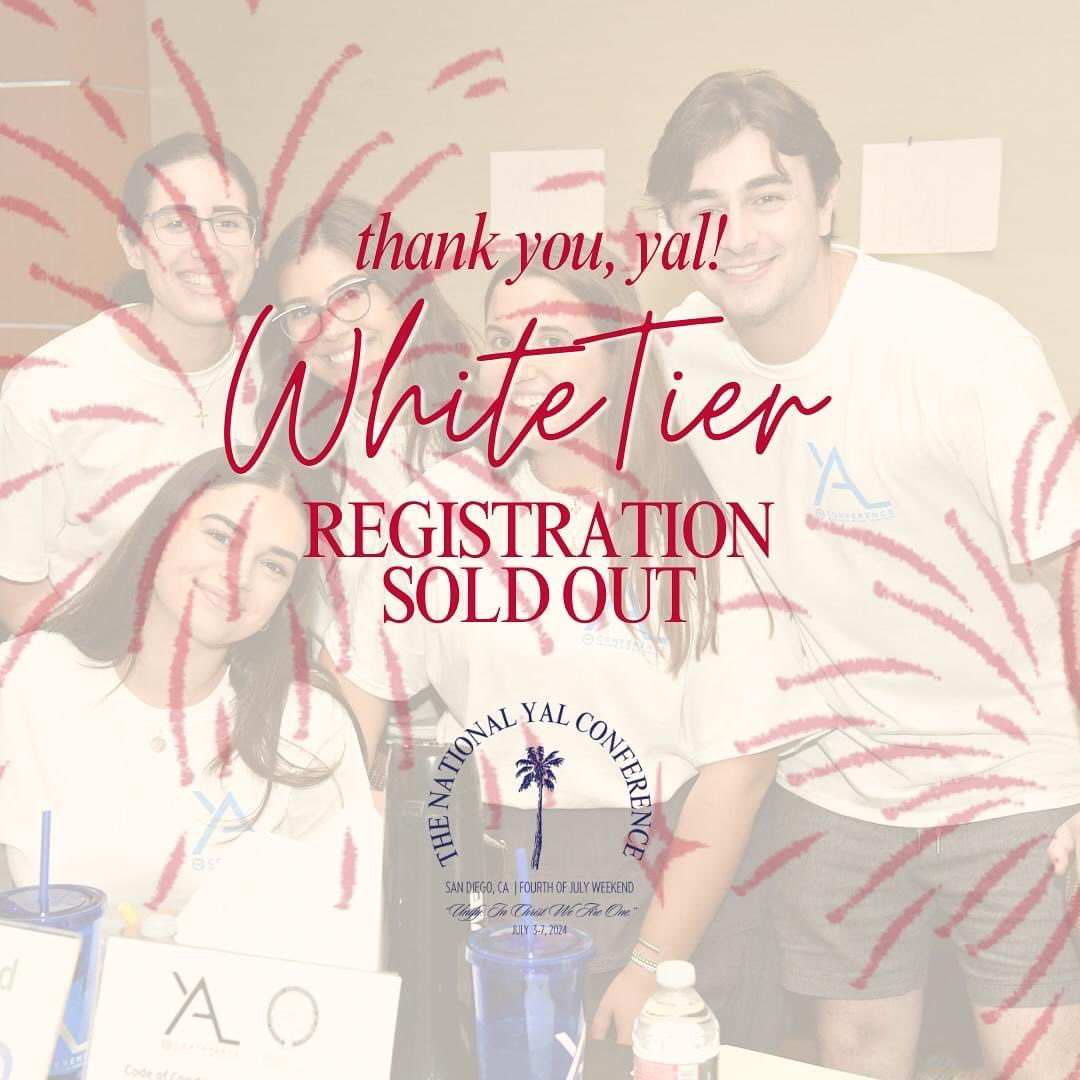 The White Reg Tier has officially sold out for the upcoming National YAL Conference! But don’t worry, the Blue Tier 💙 is officially open. Register now! Don’t miss this 5-Day, all-inclusive weekend in San Diego, CA on 4th of July weekend. Visit clergylaity.org/yalconference for info.