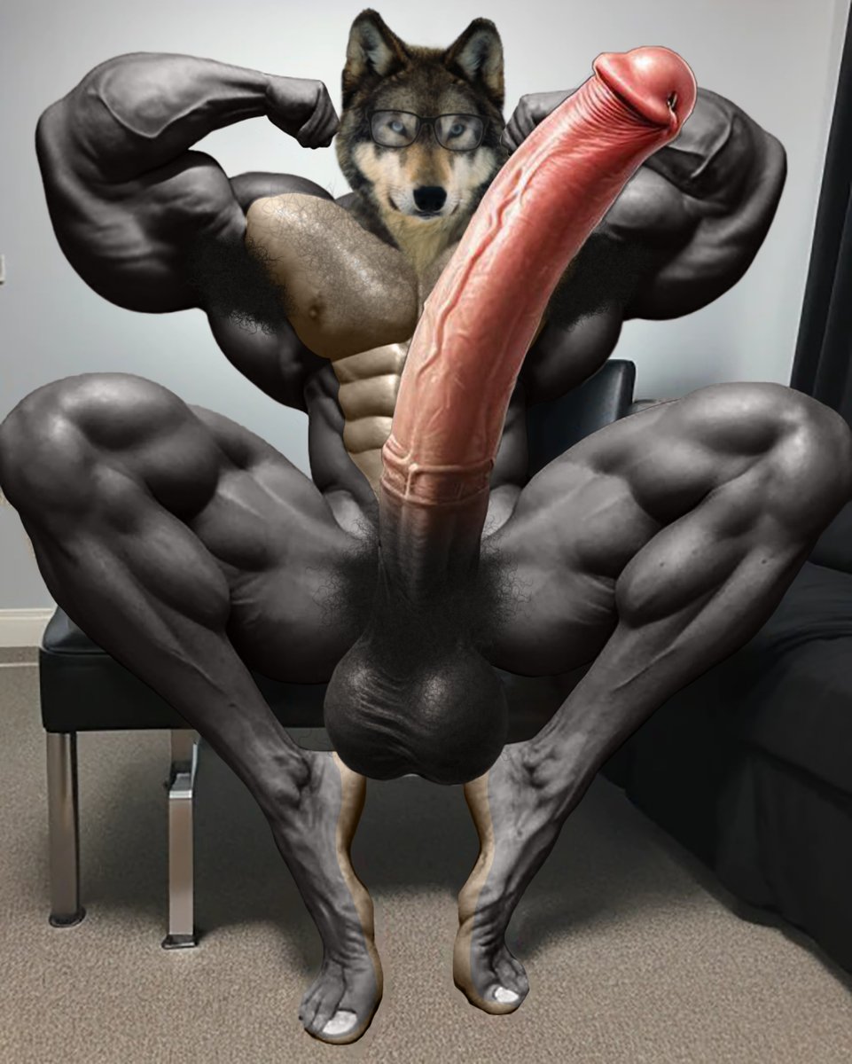 Lobomorphs's tweet photo. A geeky, big, muscular wolf resting...

A follower asked me to make a version with an equine penis, wondering what you think. https://t.co/DXMqCkYoFm