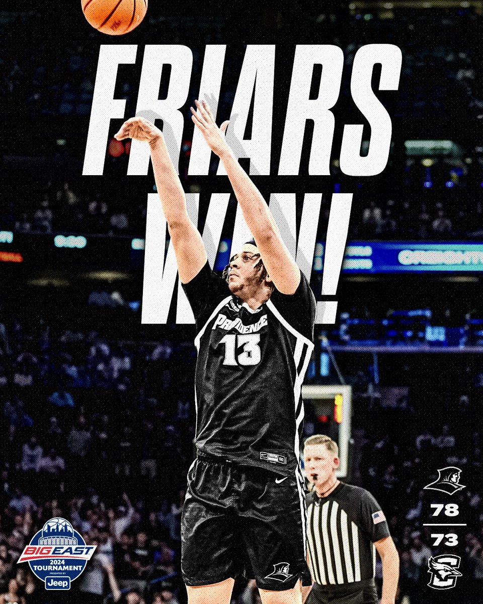 FRIARS WIN!!! Providence - 78 Creighton - 73 Devin Carter finishes with 22 points, 11 rebounds and 4 assists Josh Oduro records 17 points and 9 boards Jayden Pierre adds 15 points and 7 assists