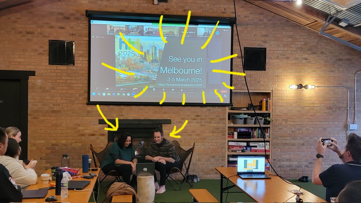 This is how HRI'25 is announced. So cozy because of the blizzard. Thank you #HRI2024 and so excited for #HRI2025 in Melbourne! 🥳🎉

The robot comedy show will also be here (Basecamp Boulder) tonight. See you later!

#HRIsnowday <a href="/HRI_Conference/">The HRI Conference</a>