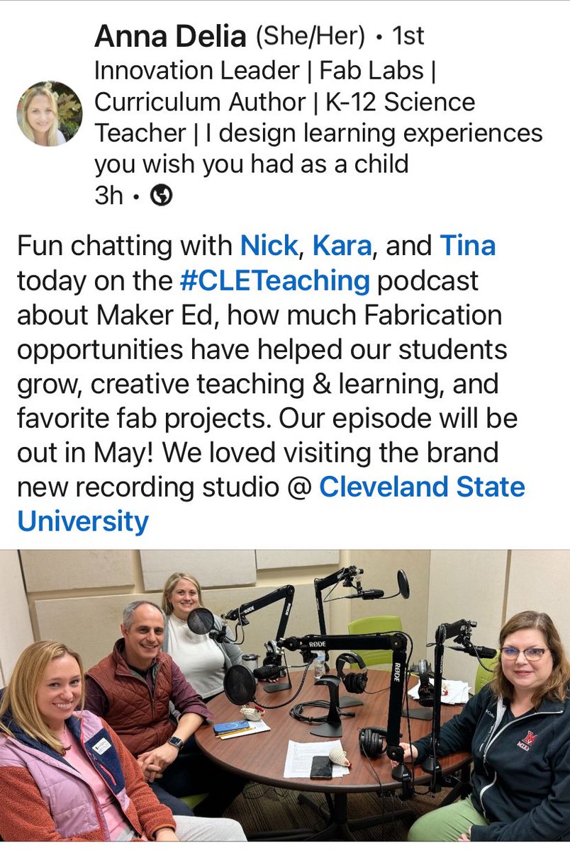 Thank you @mollyb0903 and @shelleyerose for bringing together @MrDsigns @AnnaDelia72 & Kara Gehring to discuss the importance of maker spaces and maker mindsets. We had a great time in the beautiful @MHJFoundation recording studio!