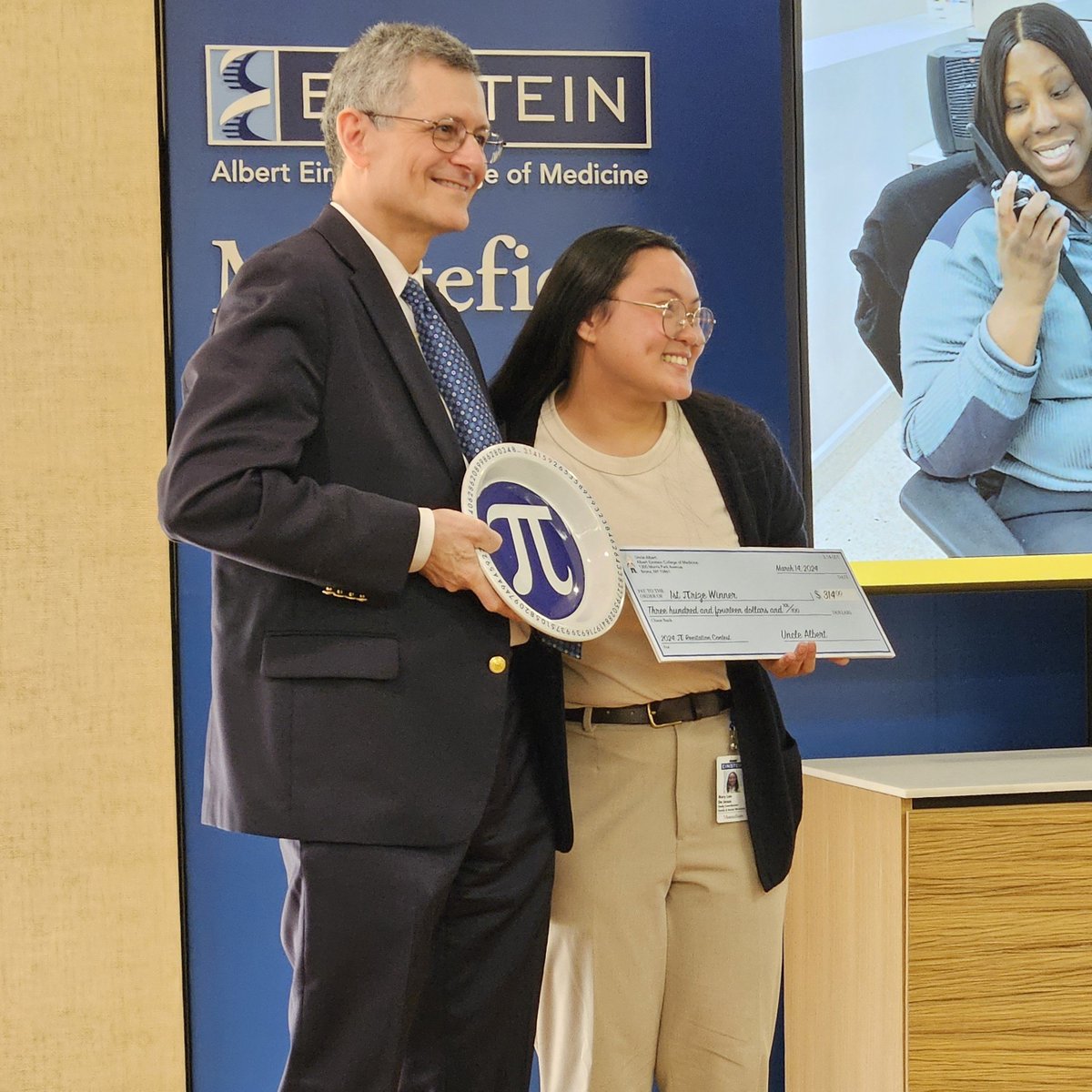 EinsteinMed's tweet photo. It was a joyous #PiDay at Einstein! We not only celebrated our namesake’s birthday but also indulged in all things π! From a pi recitation competition and a lunch served with pie to a pie bake-off and scavenger hunt, our campus was buzzing with excitement. #Pie https://t.co/KQsHNNBGa9