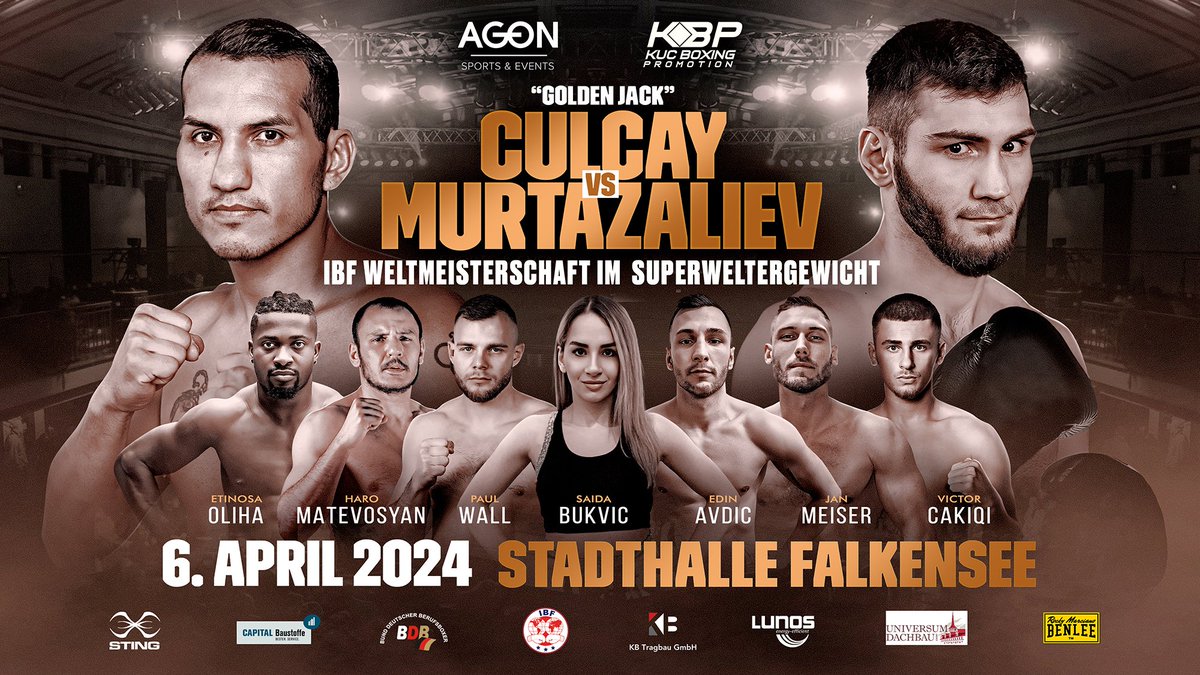 💥Germany's Fight Card of the Year | IBF World Championship fight - Culcay vs Murtazaliev | Oliha, Matevosyan, Wall and much more.

🗓 6 April, 2024
📍 Stadthalle Falkensee
🎫 Tickets⤵️
eventim.de/event/ibf-boxw…