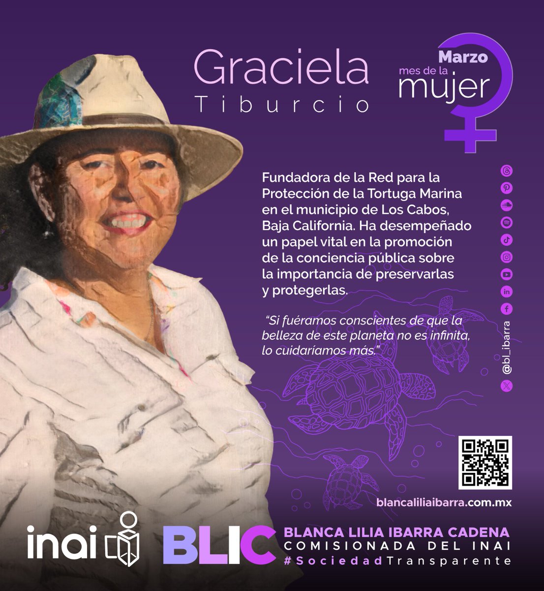 ♀️Marzo #MesDeLasMujeres Graciela Tiburcio vocación y pasión para la defensa y protección del ecosistema marino. Promotora de la conciencia pública sobre la importancia de la preservación de las especies. #MujeresQueInspiran