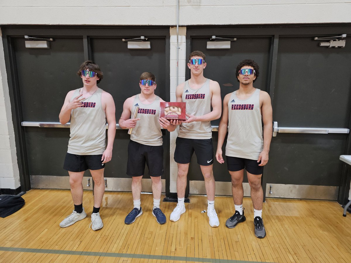 Steve40Thayer's tweet photo. The tradition continues at the @rapidsathletics indoor track meet with the doughnut really! The fastest throwers 4x100 relay goes home with Wisconsin's finest trophy from @KwikTrip. Congrats athletes on your hard work so far and good luck the rest of the season! #trackandfield https://t.co/r3b0Q95gLA