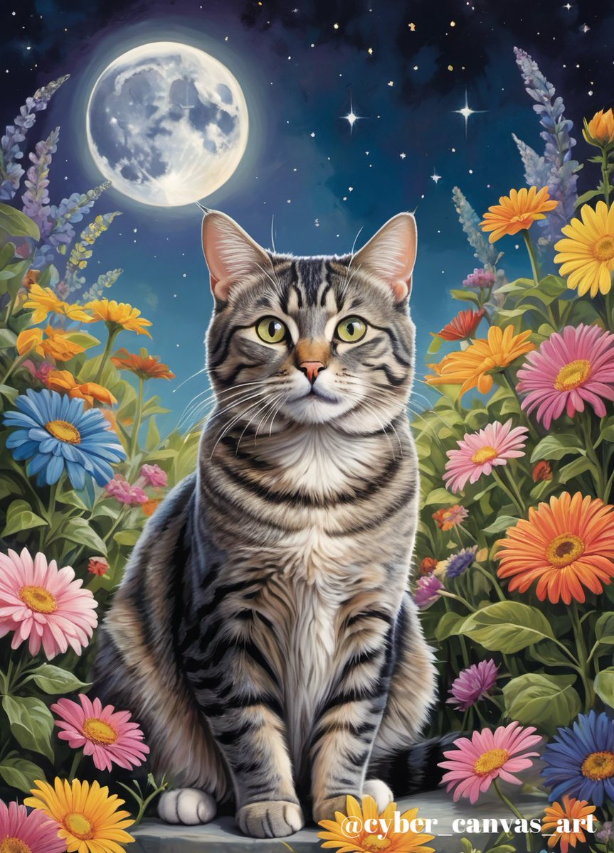 cybercanvasart's tweet image. Miau under the moon 🐈‍⬛🐈‍⬛🐈‍⬛