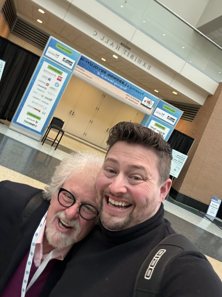 Great to run into my old friend, the myth, the legend @elliotsoloway professor at U of M. Glad to see his @umichcdc still improving learning for kids. #MACUL24