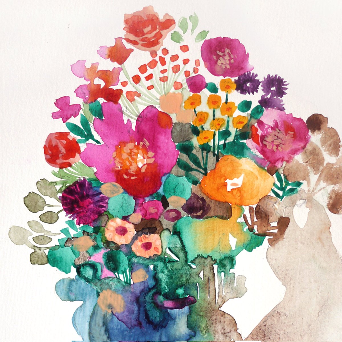 「もうすぐ春ですね。今日は花の種を蒔きました#水彩画 」|車谷 典子のイラスト