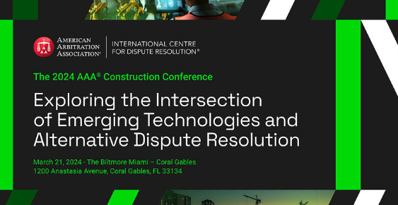 Thrilled to take part in the 2024 AAA Construction Conference as a Cooperating Organization! Discover the fusion of technology, legal matters, and innovation in our field. Info: bit.ly/3T6IUCp #ADR #ConTech @ADRorg
