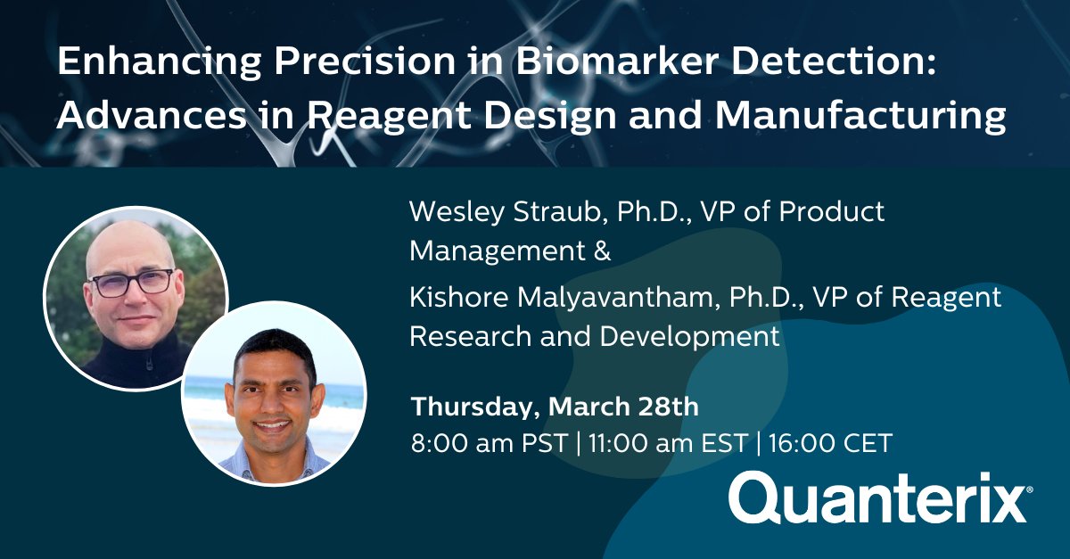 UPCOMING WEBINAR MARCH 28 💻 Join VPs Wesley Straub, Ph.D., and Kishore Malyavantham, Ph.D., as they delve into the role of reagent design and explore how our new Simoa® Advantage PLUS platform optimizes ultra-sensitive #biomarker detection. bit.ly/49M5Yfg
