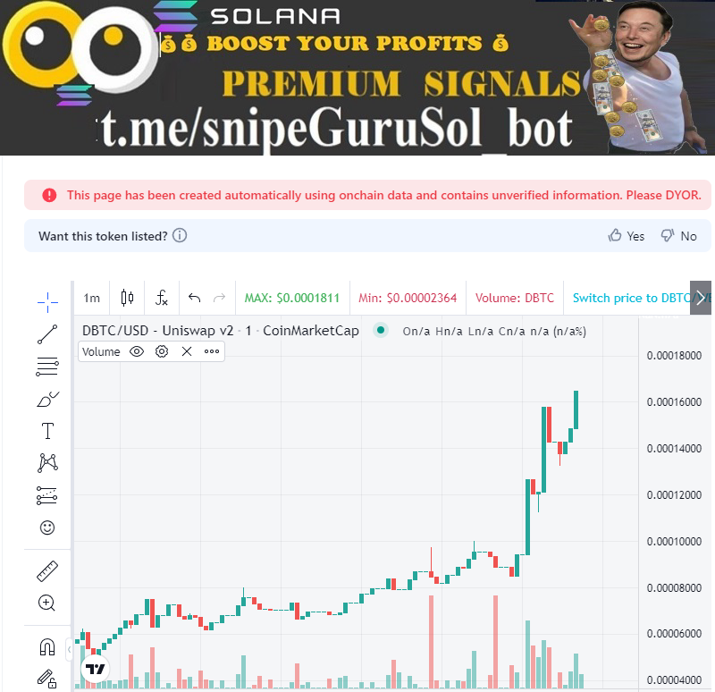 snipeguruvol's tweet image. 50k+ buy volume detected 🚨
📌 Name: #DBTC
📝 0x3d9e44E68216f2fc5c4514c2194Eb489dE6E97c7
└─🛑 Contract holds 0.2173% of Token supply!

🔐
  ⚠️

  ⏰ Pair age: 2h
📜 Contract Verify ✅
👨‍💻 Owner:✅RENOUNCED
🔥Percent LP #BURN: 99.99999999999994%

💰 MC: $181,315
📊 Traders: 107…