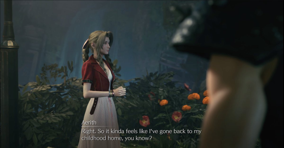 Novial_Gold's tweet photo. #FF7Rebirthspoilers  Remake dream sequence (optional) vs. Rebirth ending (obvi canon) about wherever she is being another home to comfort Cloud 🥲 https://t.co/gQVKWG75gM