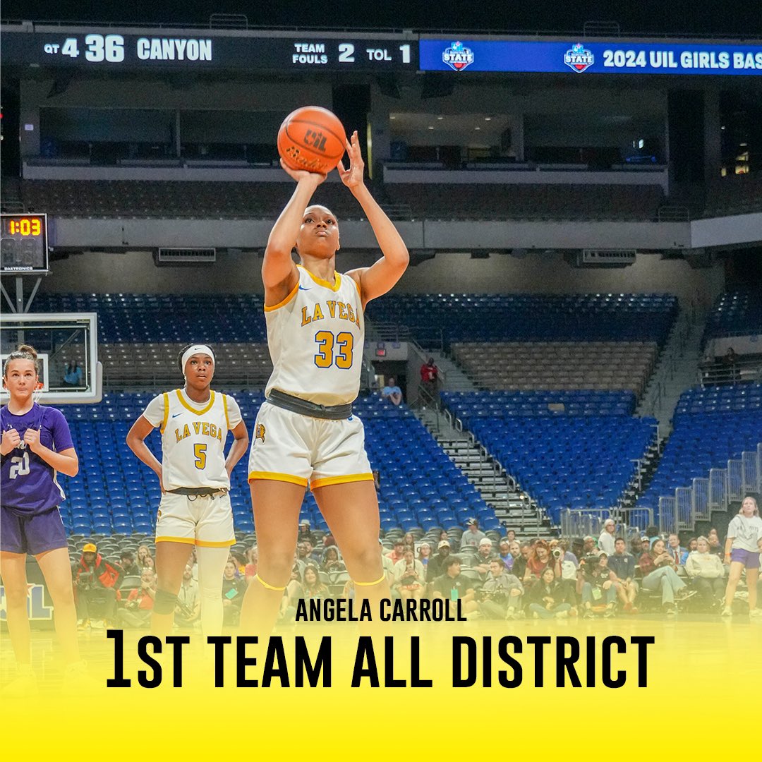 AC made her presence known and played a key factor in this back 2 back run. She was a double-double machine, also a block party for us all year! Excited for your future kid‼️ Big Congrats @_angelacarroll 📈📈 23-4A 1st Team All District 🏀🔥
