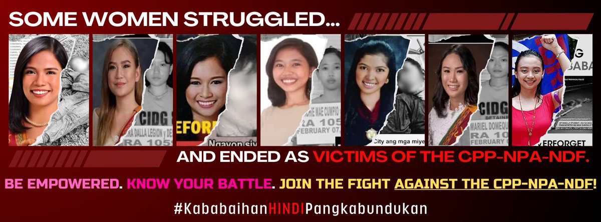 forpeace_oneph's tweet photo. These groups come up with activities showcasing " Women in Struggle" yet are blind to the women who HAVE struggled because of them. 

HYPOCRASY AT ITS FINEST! 😤

#ABOLISHCPPNPANDF
#StopTheLies
#KababaihanHindiKabundukan https://t.co/n1qY2qEZQ5