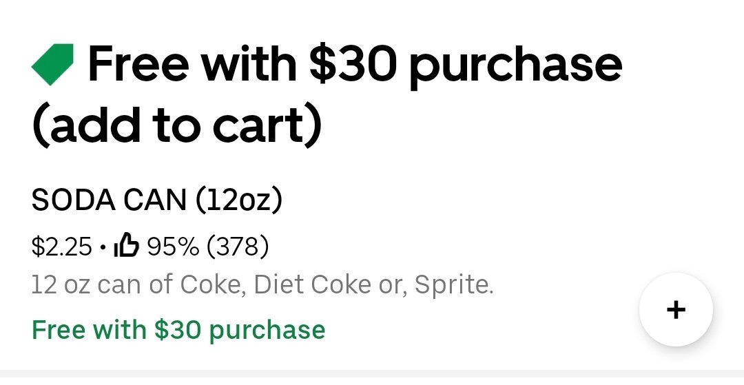 Uber Eats de Estados Unidos esta de la reputa mierda 💀 Te regalan una puta soda de lata por 30 dolares gastados en una compra ☠️