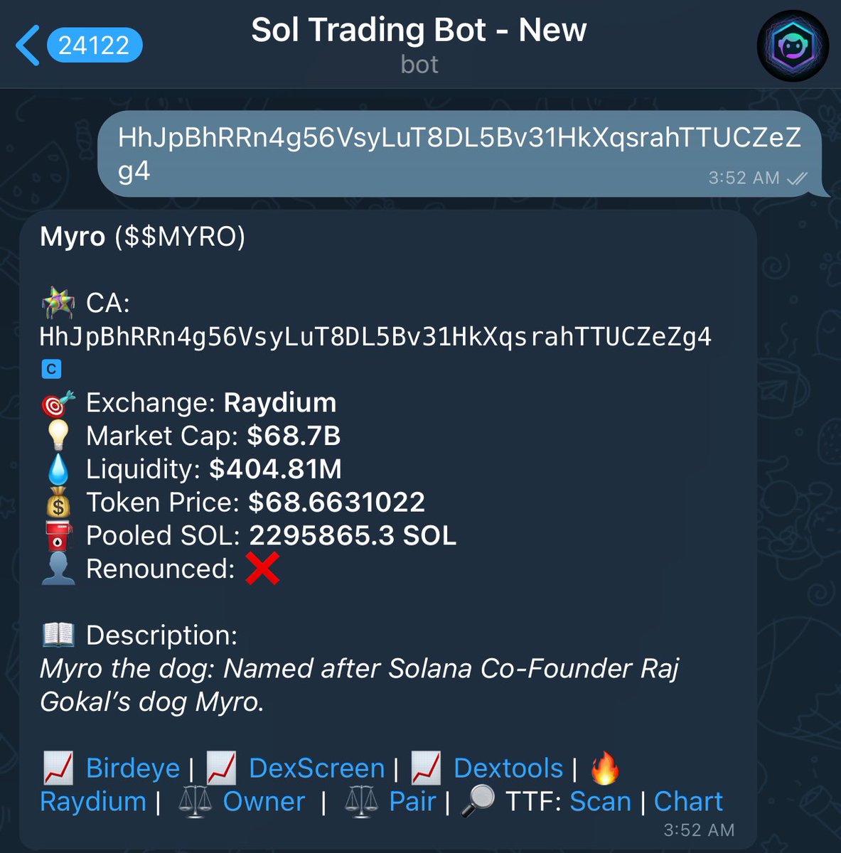 CoinCryptoOnly's tweet photo. @SolTradingBot is predicting the future of @MyroSOL 🔥 https://t.co/1haFB3mnsC