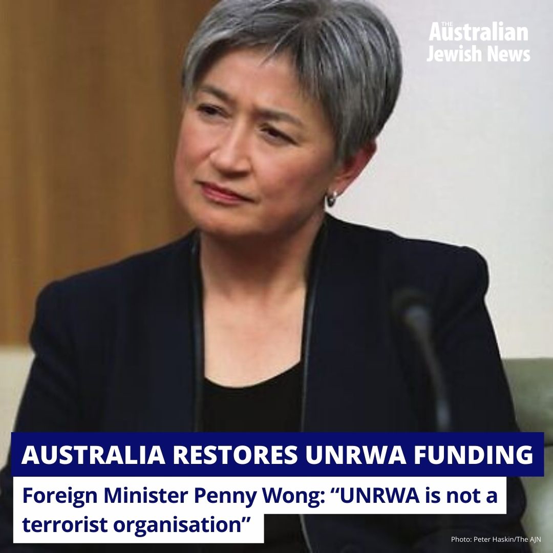 Foreign Minister Penny Wong announced on Friday that government will restore the $6 million in UNRWA funding that was suspended in late January. australianjewishnews.com/tax-dollars-fo…