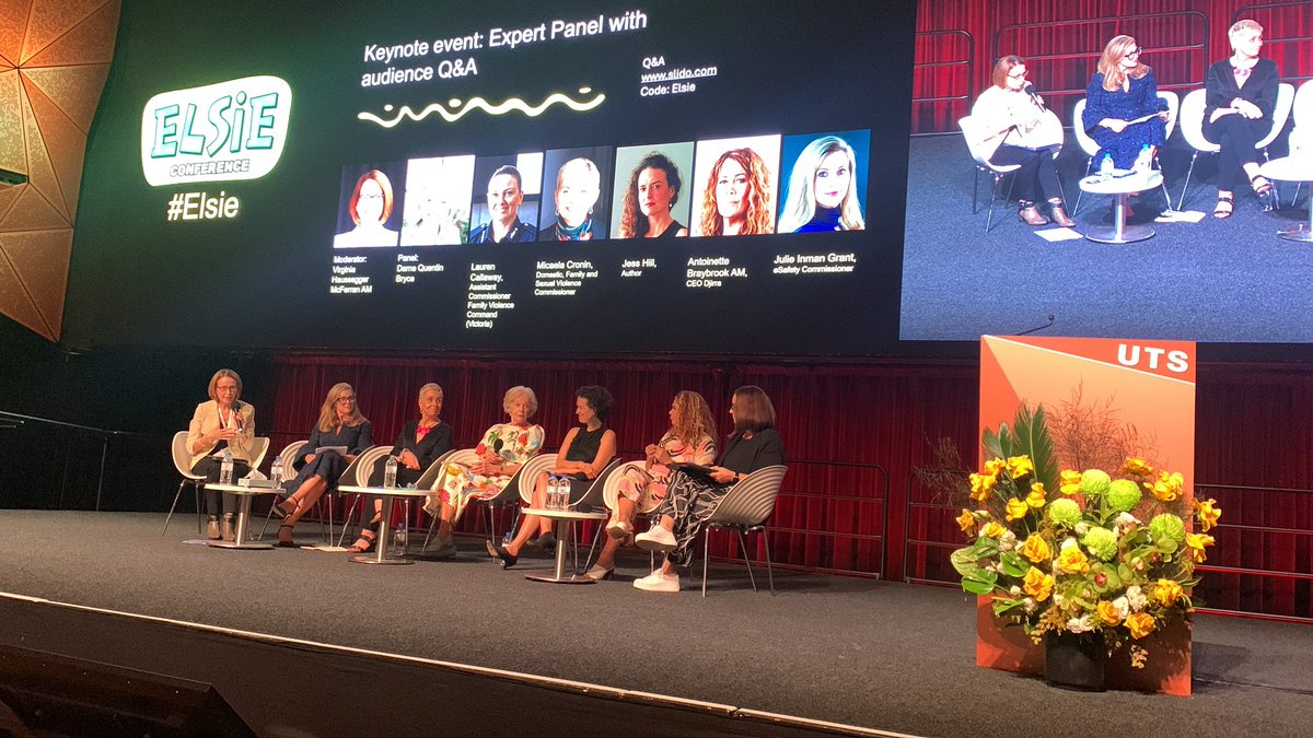 What a fabulous final panel for day 1 of the #Elsie conference with @Virginia_Hauss @eSafetyOffice Micaela Cronin @jessradio @BraybrookA Dame Quentin Bryce and Lauren Callaway