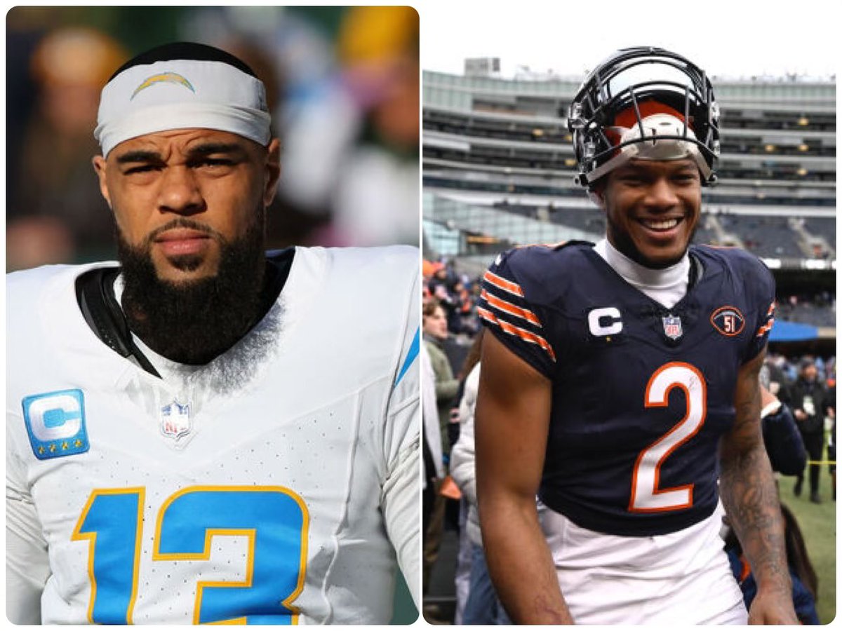 SadeekCreates's tweet photo. Keenan Allen will be 32 this season
But last year he had 108 catches for 1,243 yards & 7 touchdowns
As long as he stays healthy, Bears have their best WR duo since Brandon Marshall & Alshon Jeffrey.
Both DJ & Keenan had 1,200+ yards last year
LETS GO!!!!! https://t.co/vZf1gal2Fk