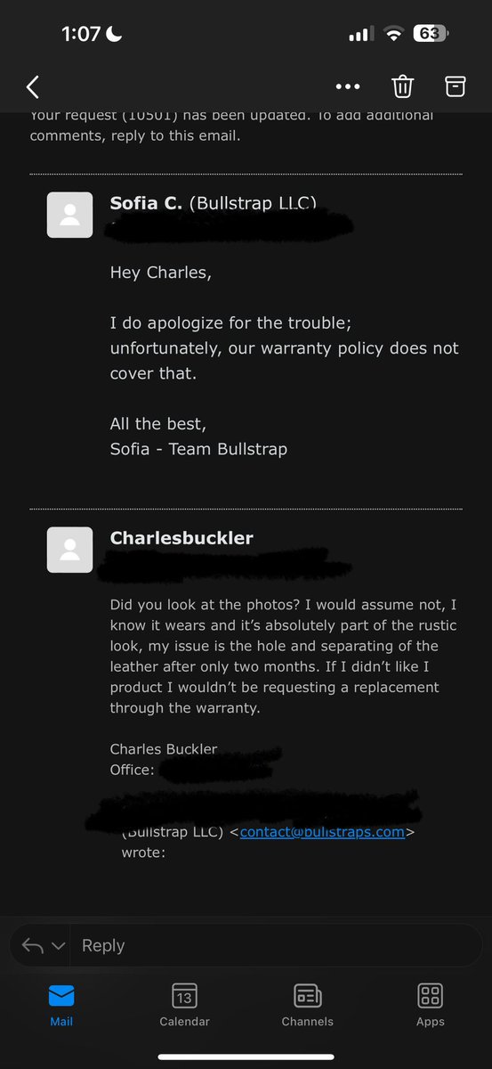 Cbuckler22's tweet photo. @Bullstrapco seriously? Calling me out and then blocking me when I prove you wrong?! What a crock! Absolutely insane that this is the customer service you provide! https://t.co/38olzMWLIm