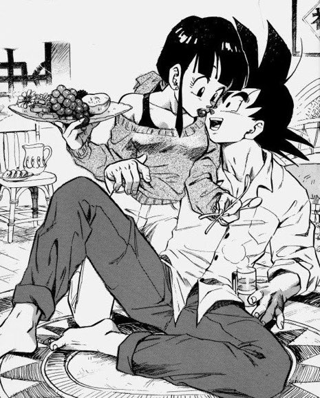 BasedPota18's tweet photo. Apparently one of the official promo artists back then, Junya Furusawa, 

was a big fan of Goku and Chi-Chi’s relationship cause he made a lot of art of them together https://t.co/CiVyAPQXOf