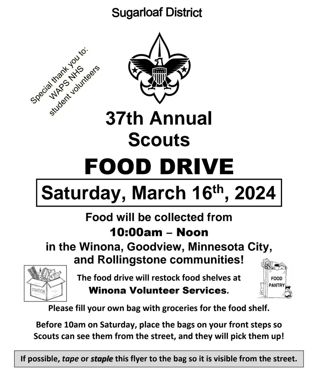 GoodviewBen's tweet photo. The @boyscouts will be collecting food on Saturday.  Donate if you can. 

#scoutingforfood 
#BSA
#GOODVIEWMN https://t.co/4EZbReNBjl