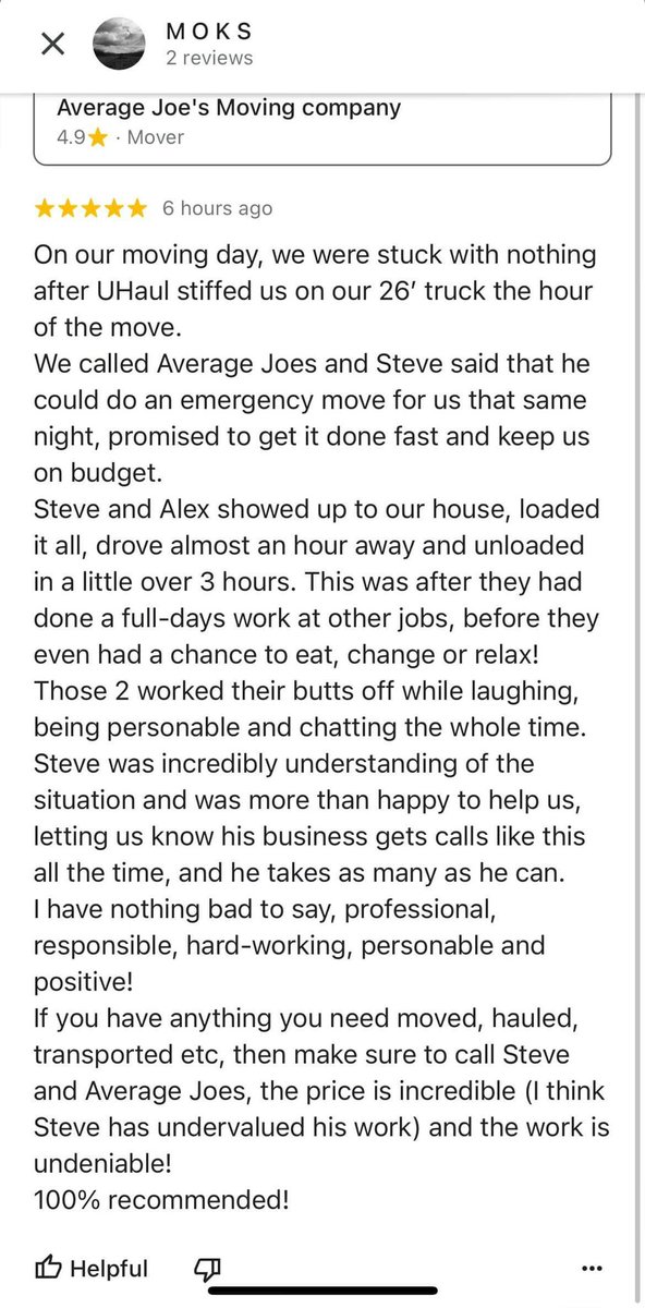 My son always sends me his Google reviews. This one made him burst with pride. Me too. #ProudMama #AverageJoes #Brandon