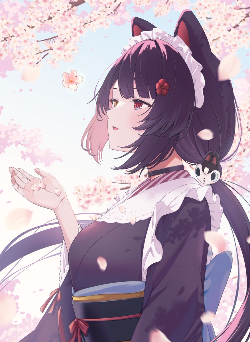 戌亥とこ 「桜攫い #いぬいらすと 」|まかむのイラスト