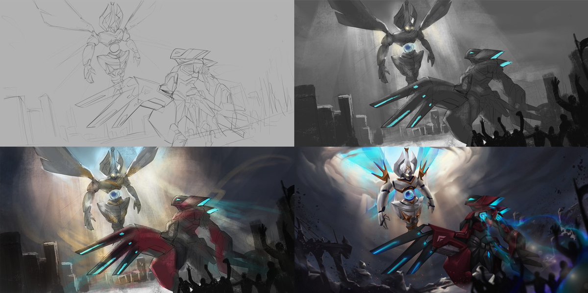 My entry for <a href="/RTFKT/">RTFKT</a> and <a href="/RTFKTcreators/">RTFKT Creators</a> 
It’s so fun to draw these cool characters
The whole concept is to create a tense scene before a big fight!  
#PROJECTANIMUSCHALLENGE 
Swipe left to see the WIP