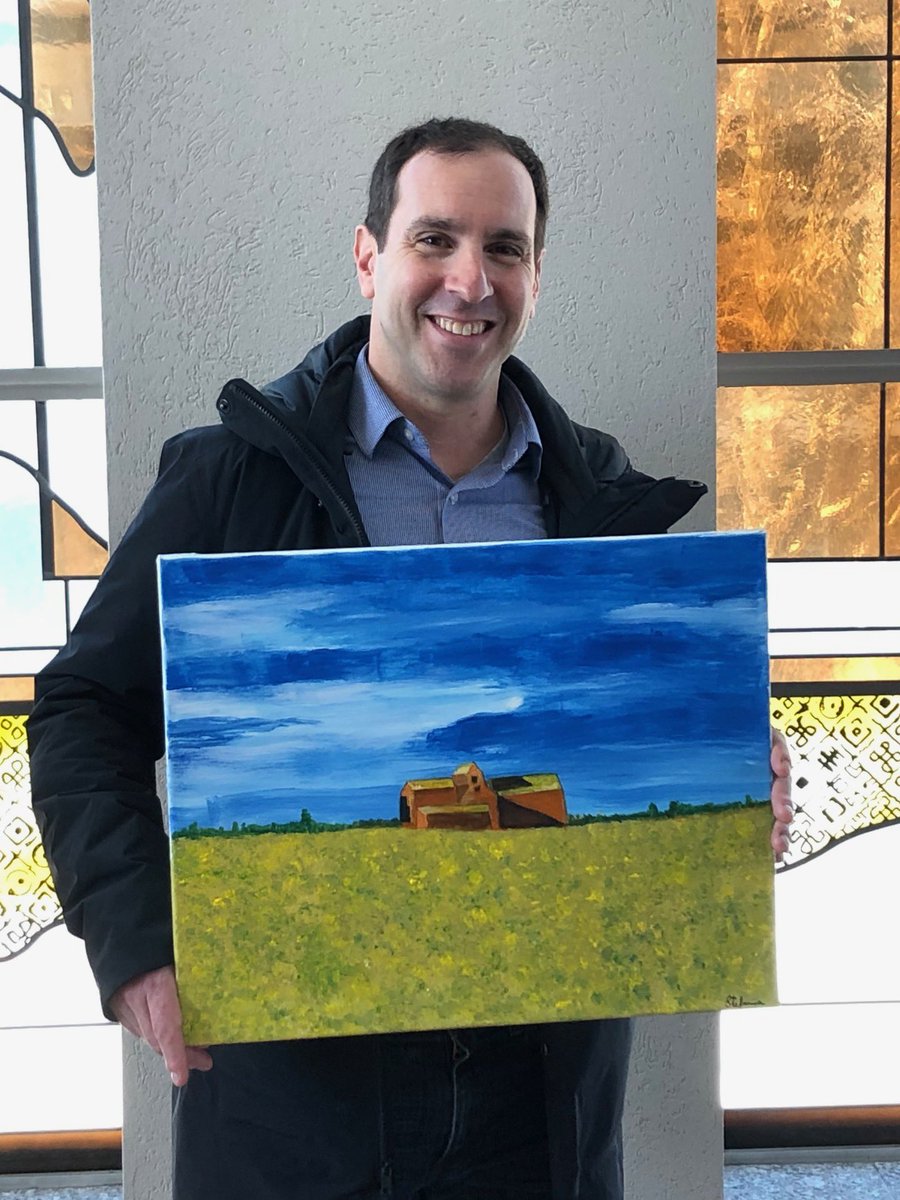March 5, 2020 @JoshMatlow helped us promote the Out of the Cold Art Showcase & ws photographed w/1 of the artists paintings. We came in contact w/ someone who had COVID & were among the 1st to self-isolate in T.O. Now we have something to really smile about: the Showcase is back!