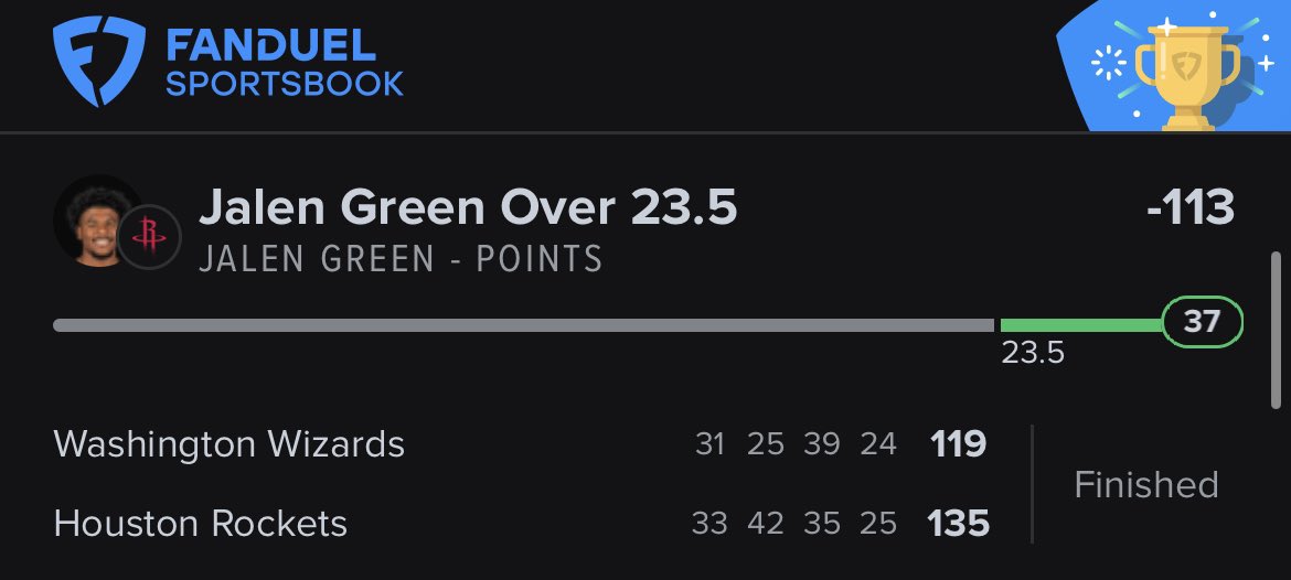 FadeLocks's tweet photo. Jalen Green MAX LADDER BANG ✅ Called out in VIP since the AM 🎯 

o23.5 -113 ✅
30+ +270 ✅
35+ +700 ✅

@BookitWithTrent pitched this out in your stream earlier, hopefully I got to make people some coin!! 

#GamblingX #nba https://t.co/01gCaUGuBX