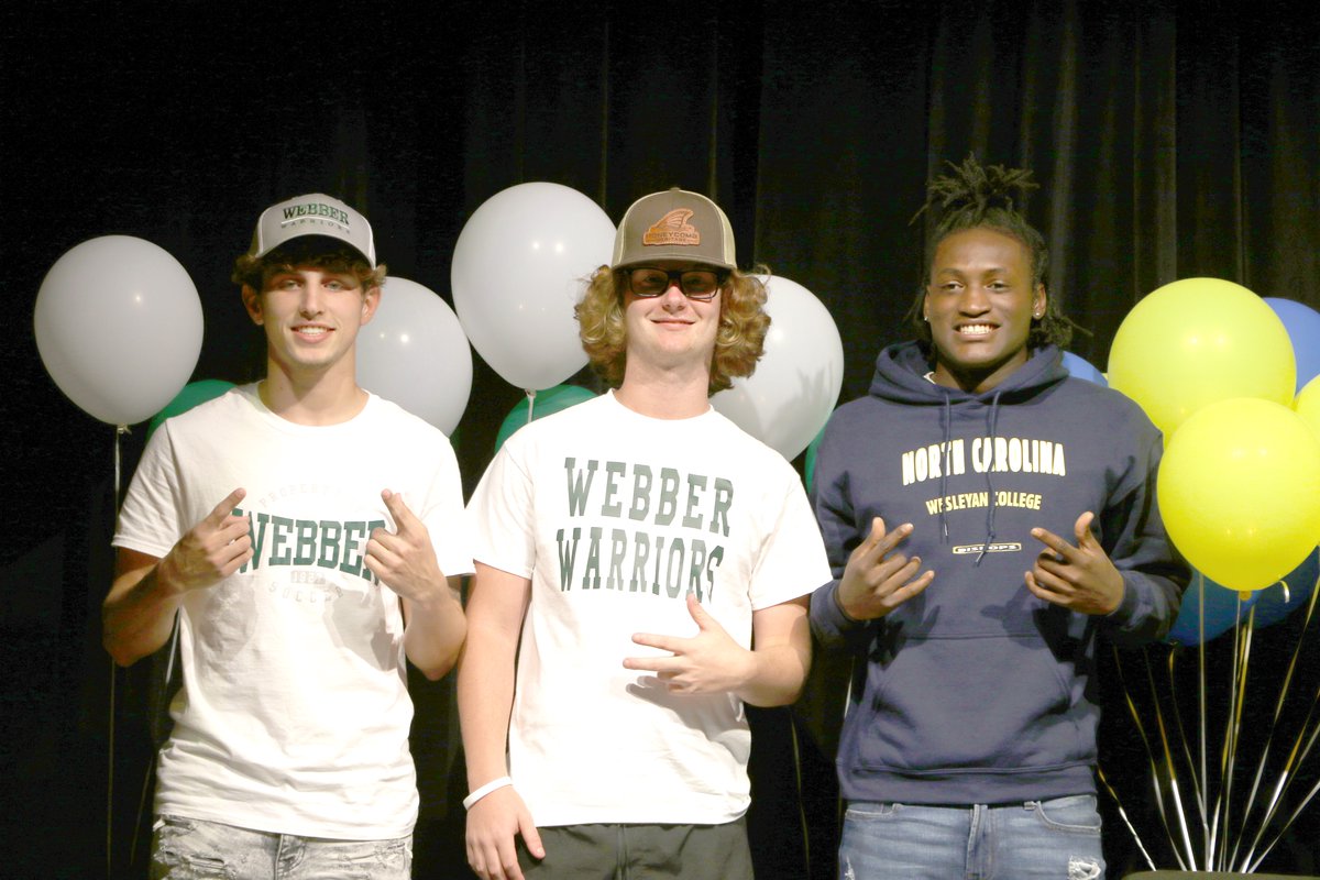 Maliki Clark, Connor Bass and Gavin Heaton all inked letters of intent at Fort White on Thursday. Clark will continue his football career at North Carolina Wesleyan, while Bass and Heaton will suit up at Webber International for soccer. @MorganMcMuffin: tinyurl.com/3ff7re85