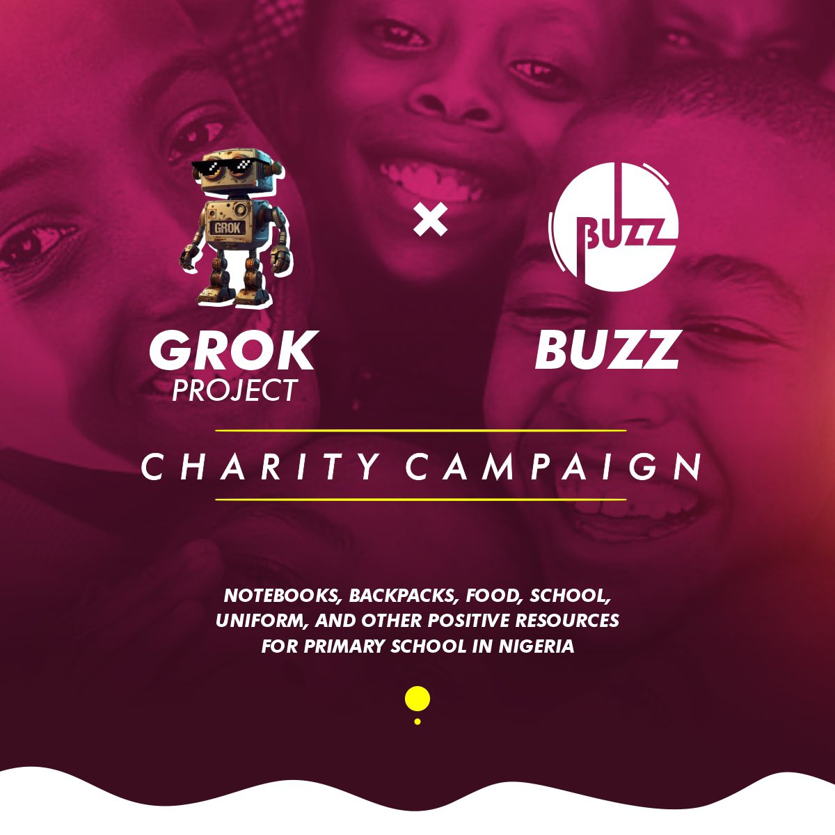 📣 ANNOUNCEMENT 📣 @we_are_buzz and @Grok_Project will be working on a charity campaign with one of the biggest crypto project @Grok_Project thanks so much #grokfamily for the opportunity #grokgives #grokiscontigeous #grok2theworld