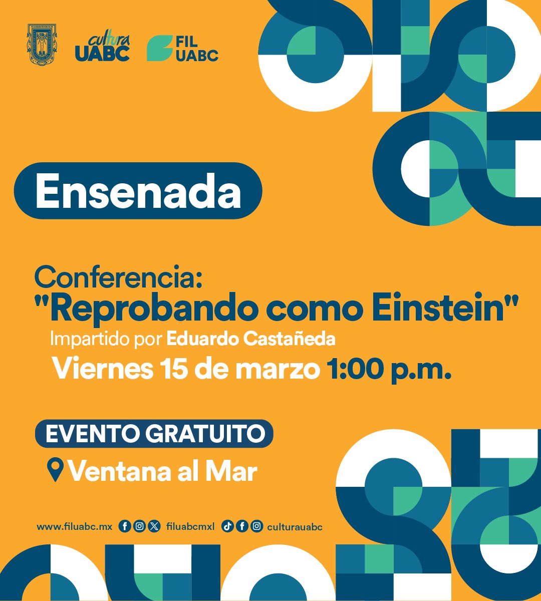 📣 ¡Ensenada! Disfruta de las siguientes actividades que tenemos preparadas para ti. Nos vemos a partir de mañana y hasta el 18 de marzo en Ventana al Mar de 10:00 a.m. a 8:00 p.m. 😉 Encuentra el programa completo de tu ciudad aquí 👉​filuabc.mx/sedes