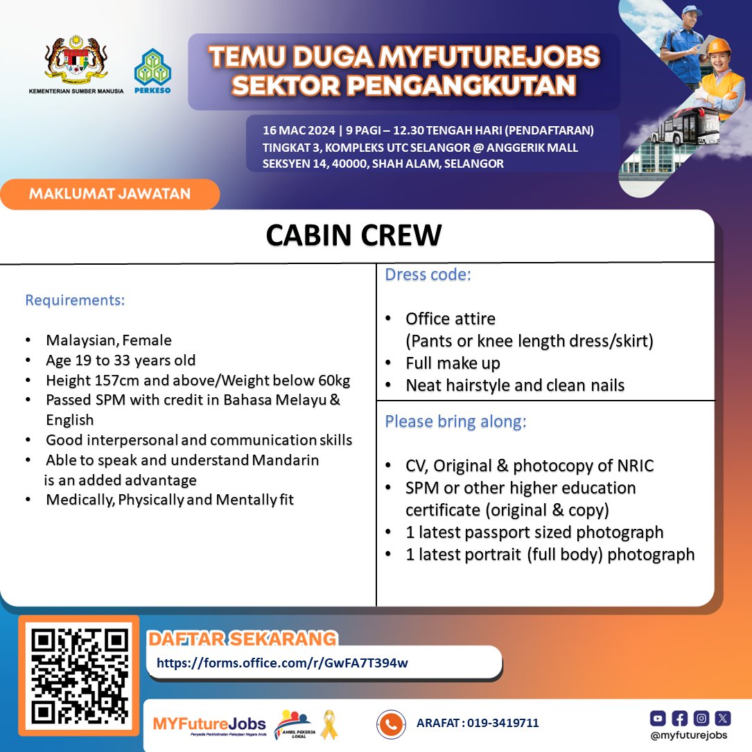 TEMU DUGA MYFUTUREJOBS X BATIK AIR
(FEMALE CREW ONLY)
🌟 Join the Skies with Batik Air Cabin Crew! 🌟
Are you ready to soar to new heights? Batik Air, synonymous with luxury and excellence, is on the lookout for dynamic individuals to join our esteemed cabin crew team.