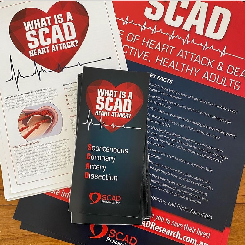 Need information on SCAD Heart Attacks? If you'd like brochures for patients, or to help spread the word in your workplace or the medical industry, message us or email info@scadresearch.com.au today! #scadheartattacks #beatscad #australianhealth #scadinfo