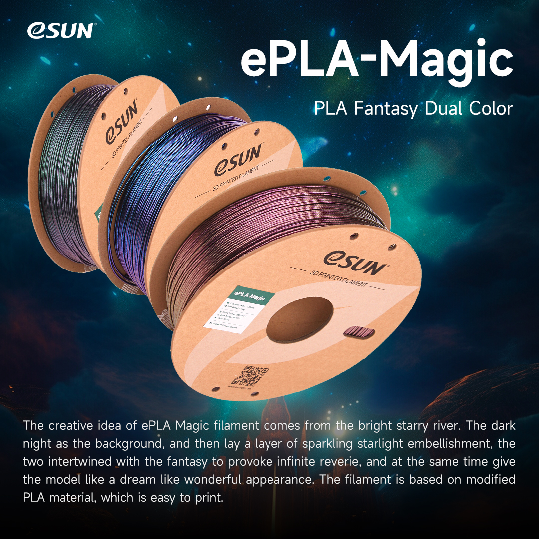 esun3dfilament's tweet photo. New Arrival❗️
eSUN ePLA-Magic, Dual Color of Dark Night Starlight
Feel the color of Galaxy
Now is aviable on eStore US
https://t.co/qfY5bWbzeH
.
.
#3dprinted #3dprinting #twinkling #esun #filament #pla #dualcolor https://t.co/ndDFOibZHd