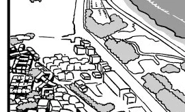 遠景の街並みを描くのがめんどくさくて、省略の団地を描いた事がある 