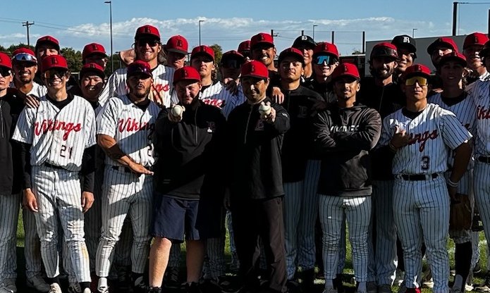 Vikings win big, 18-1 over Harbor. 17-0, 8-0 in conference. Lots of players deserving of gameballs. However, today, we'll recognize two other big pieces of the program. Gameballs to Manager Mike Goldberg and Strength Coach Ken Furuya.