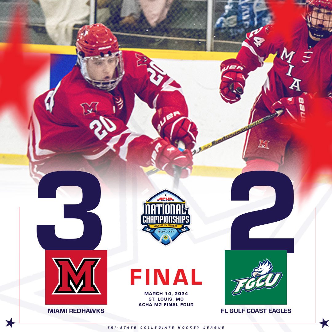 𝐁𝐢𝐫𝐝𝐬 𝐨𝐟 𝐏𝐫𝐞𝐲 🦅 

The RedHawks declaw the Eagles and  have punched their ticket into the #ACHAM2 National Championship against the Hoosiers!

#ACHA | #TheT