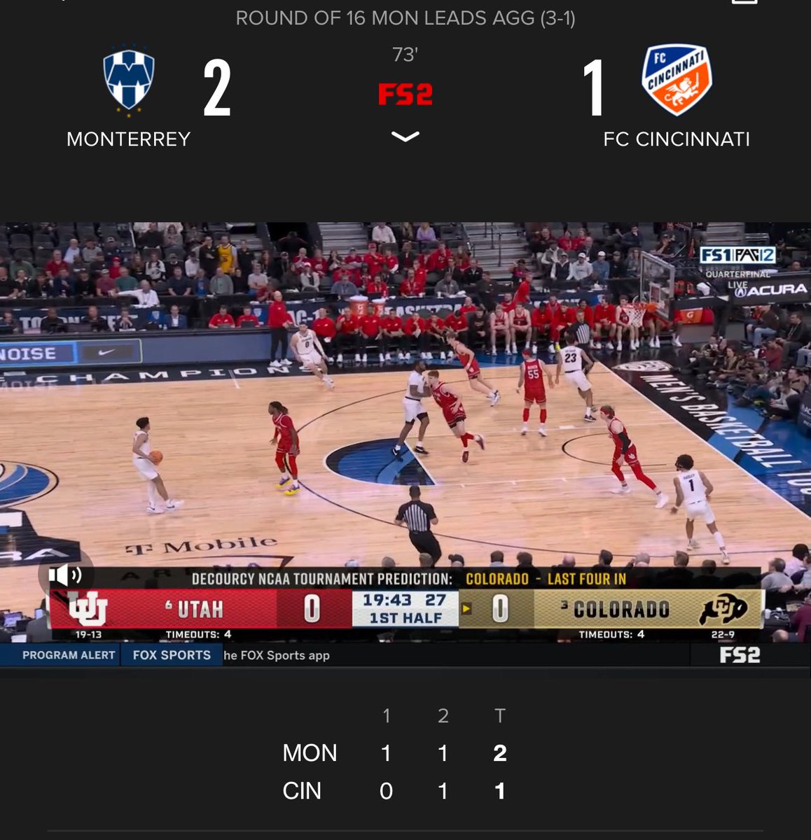 Crew962's tweet image. So @FOXSports just switched mid program with 15 minutes left to basketball. That has to violate their contract with @TheChampions. You can’t watch in app or on FS2 network. Literally just started playing basketball with no notice. @fccincinnati 🤷