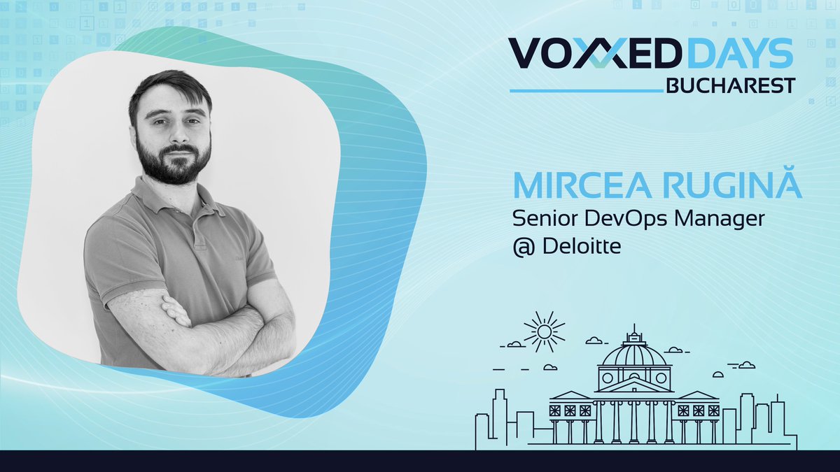 VoxxedBucharest's tweet photo. Excited to announce that we will welcome for the first time to @VoxxedBucharest Mircea Rugină, Senior DevOps Manager at @Deloitte!

Don't miss the chance to meet him, so reserve your seat now: https://t.co/aQpOxtN2Cv

#itwillbefun https://t.co/uol6LlQDLl
