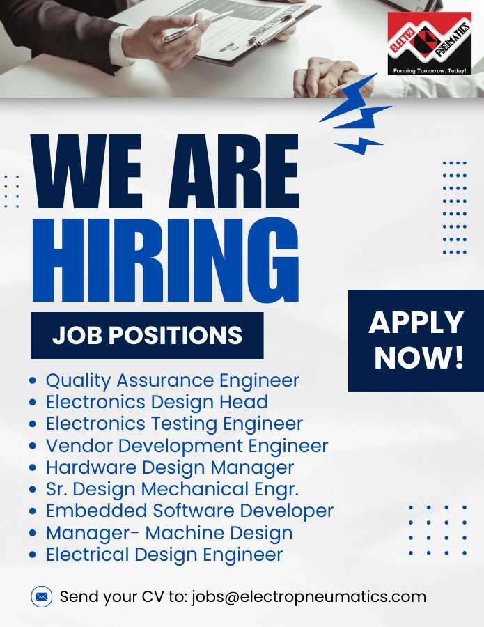 WeAreEPHL's tweet photo. #WeareHiring! 
#Electropneumatics is on the lookout for dynamic and enthusiastic individuals to join our team at our Chakan, Pune office.  
Read the detailed job description and apply here: https://t.co/nehUfU6Syq 

#HiringNow #EngineeringJobs #JobsinPune https://t.co/Ei6s1U7CMr